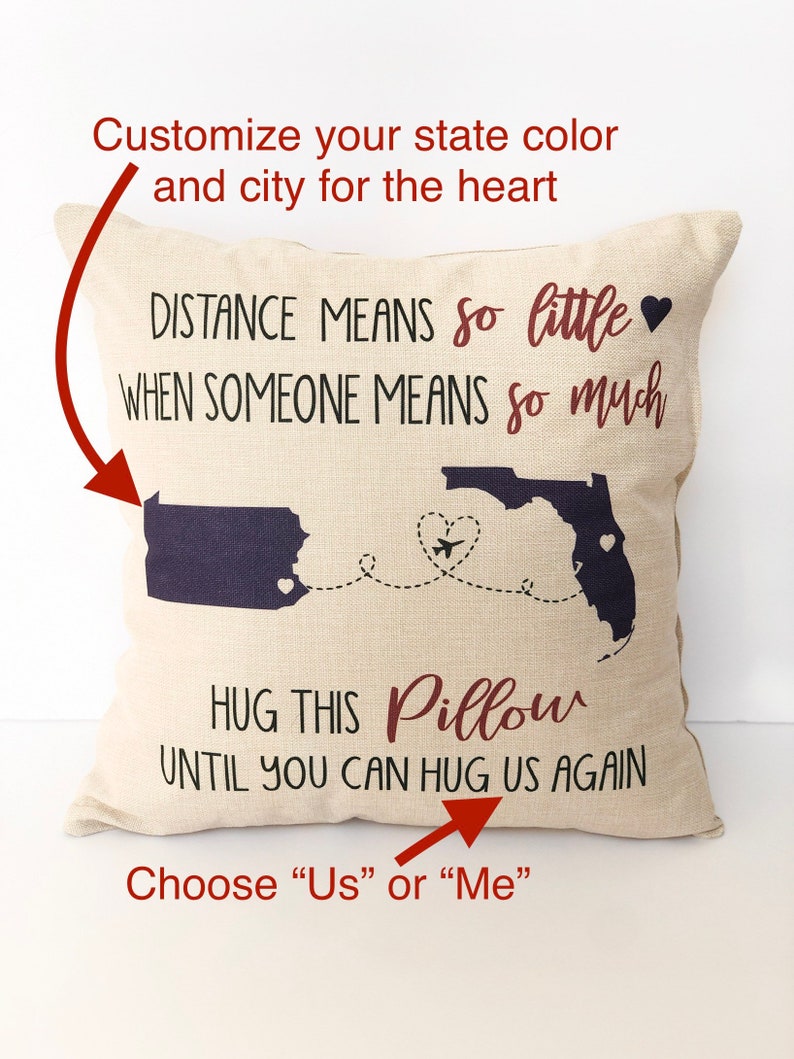 Hugs from a Distance pillow cover, 16x16, (insert optional).  Great way to send some love when you can't be together with friends and family 