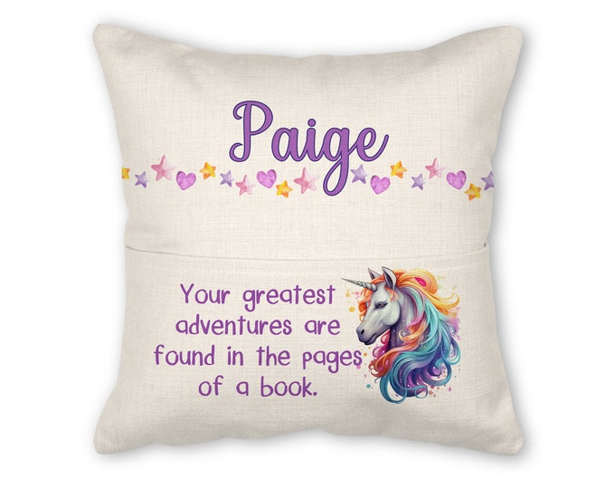 Book pillow with insert, 16x16, (insert optional) - Unicorn