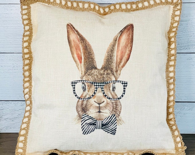 Bunny pillow cover, 16x16, (insert optional).  Great way to send some holiday love!