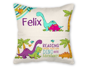 Book pillow with insert, 16x16, (insert optional) - Dino books