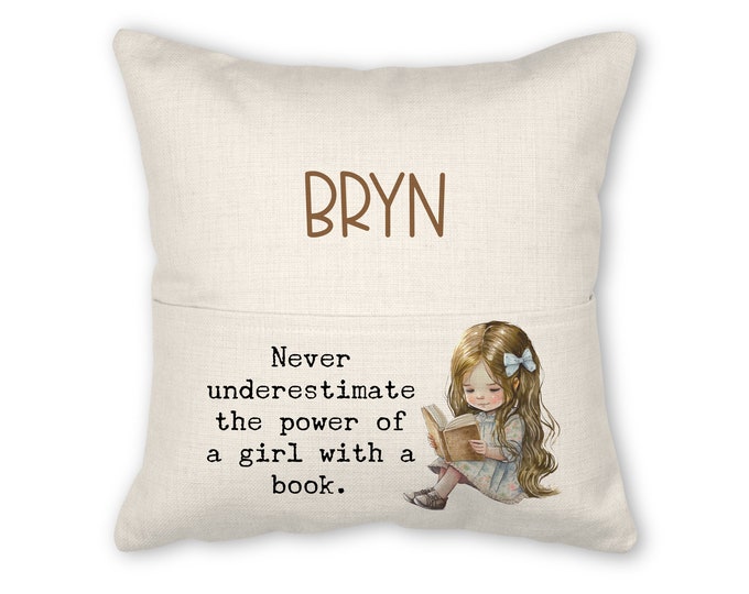 Book pillow with insert, 16x16, (insert optional) - Don't Underestimate a Girl 1