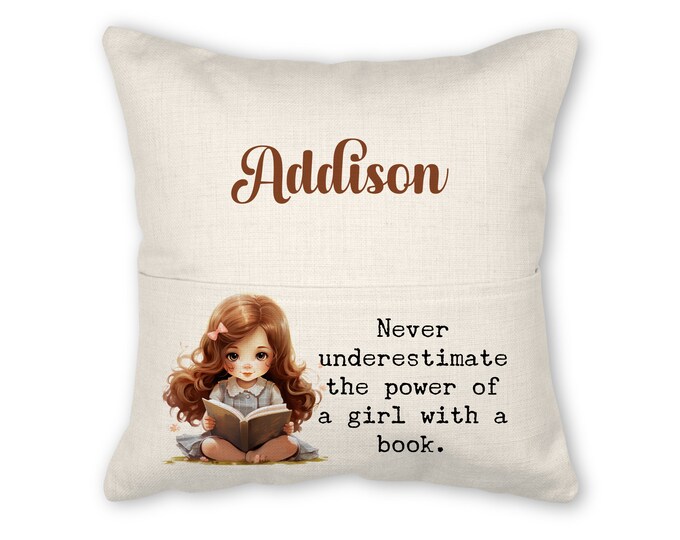 Book pillow with insert, 16x16, (insert optional) - Don't Underestimate a Girl 7