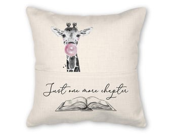 Book pillow with insert, 16x16, (insert optional) - Giraffe