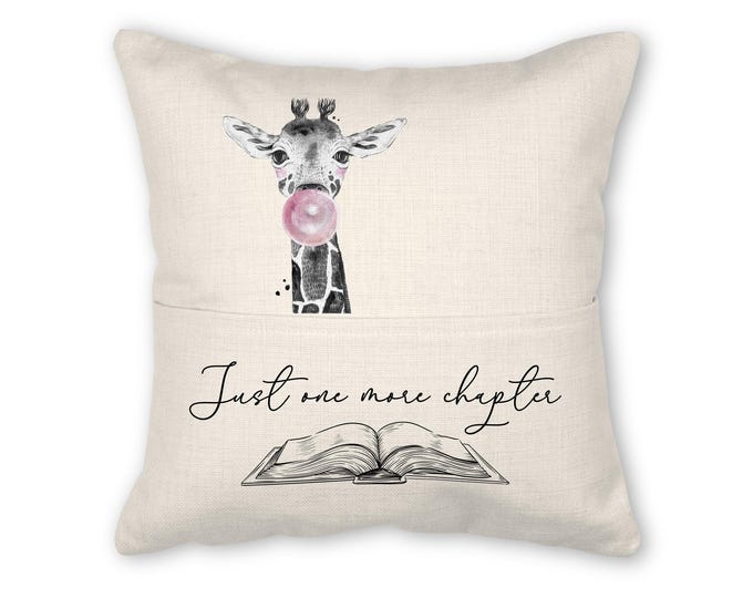 Book pillow with insert, 16x16, (insert optional) - Giraffe