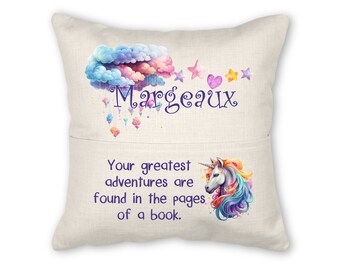 Book pillow with insert, 16x16, (insert optional) - Unicorn Clouds
