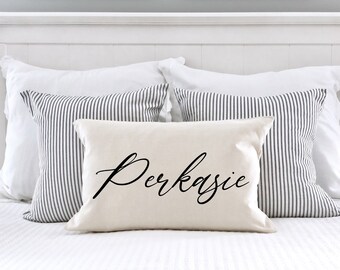 Local town pillow cover, 12x20, (insert optional).  Great way to celebrate your hometown pride