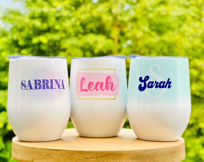 Personalized Insulated Wine Tumblers, Customized with any name. Teacher Christmas gift