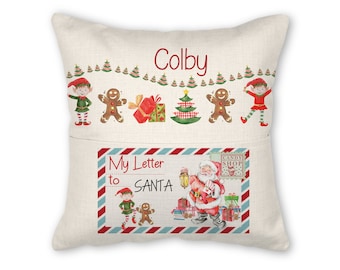 Santa Letter pillow with insert, 16x16, (insert optional)