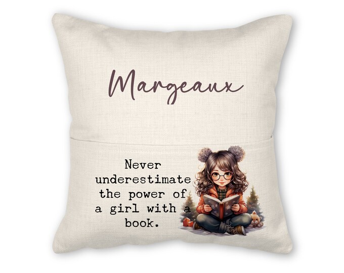 Book pillow with insert, 16x16, (insert optional) - Don't Underestimate a Girl 6