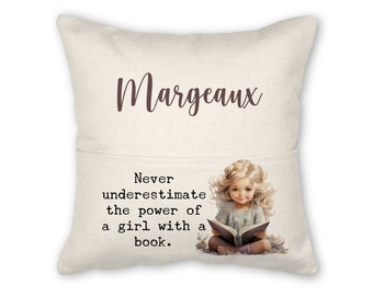 Book pillow with insert, 16x16, (insert optional) - Don't Underestimate a Girl 5