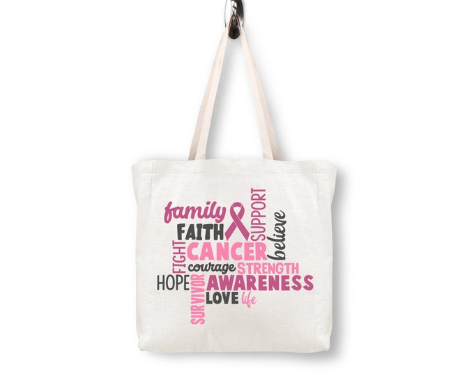 Breast Cancer Wordle Tote Bag