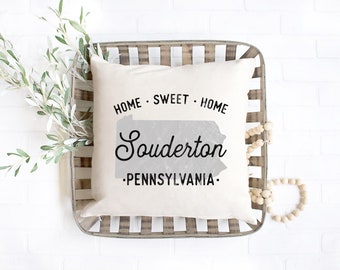 Local town pillow cover, 16x16, (insert optional).  Great way to celebrate your hometown pride