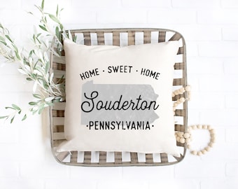 Local town pillow cover, 16x16, (insert optional).  Great way to celebrate your hometown pride