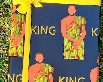Black King Sheet-Black Men-Wrapping Paper Sheet-Gift Wrap-King-Presents-Gifts-African American-African-Boys-Ethnic