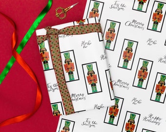 Christmas-Wrapping Paper Sheet-Holiday Gift Wrap-Presents-Gifts-Black-Nutcracker