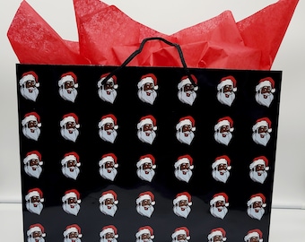 Christmas Gift Santa-Black Santa Gift Bag-Holiday Gift Bag-Presents-Gifts-Black-Santa-Ethnic Gift Bag