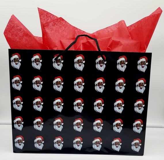 Christmas Gift Santa black Santa Gift Bag holiday Gift Bag