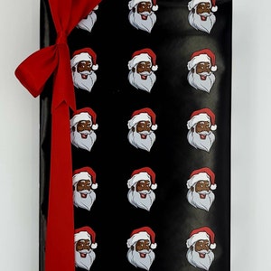 FAO Schwarz Aftican American Black Santa Claus Roll Wrapping Paper Christmas  NWT