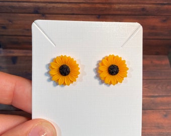 Fall Sunflower Floral Stud Earring