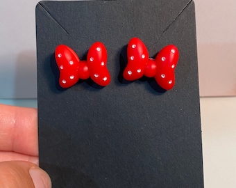 Poka dot bow and Glove shape ,resin Earrings