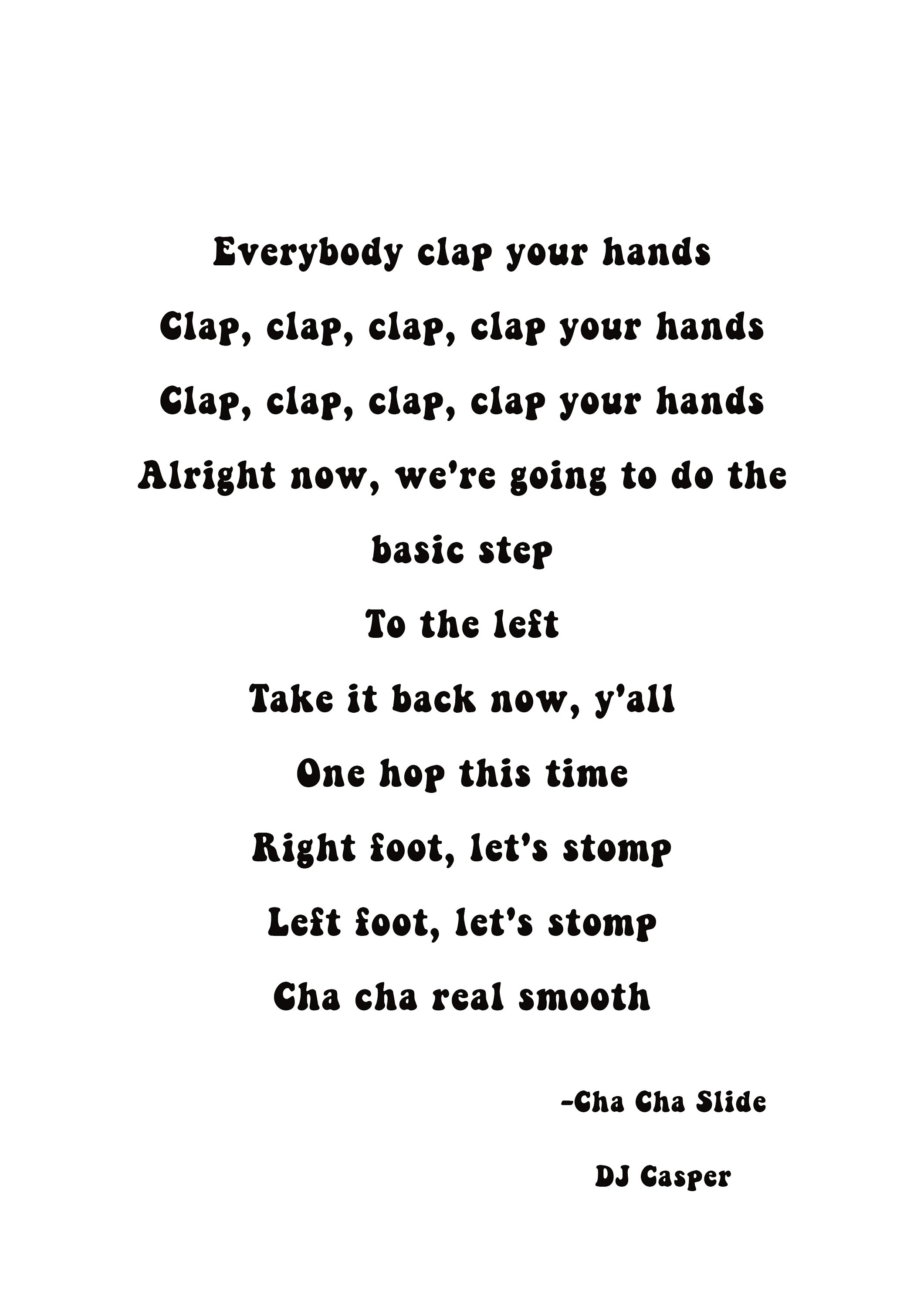 Cha cha slide Lyrics art print funny prints wall Decor Etsy