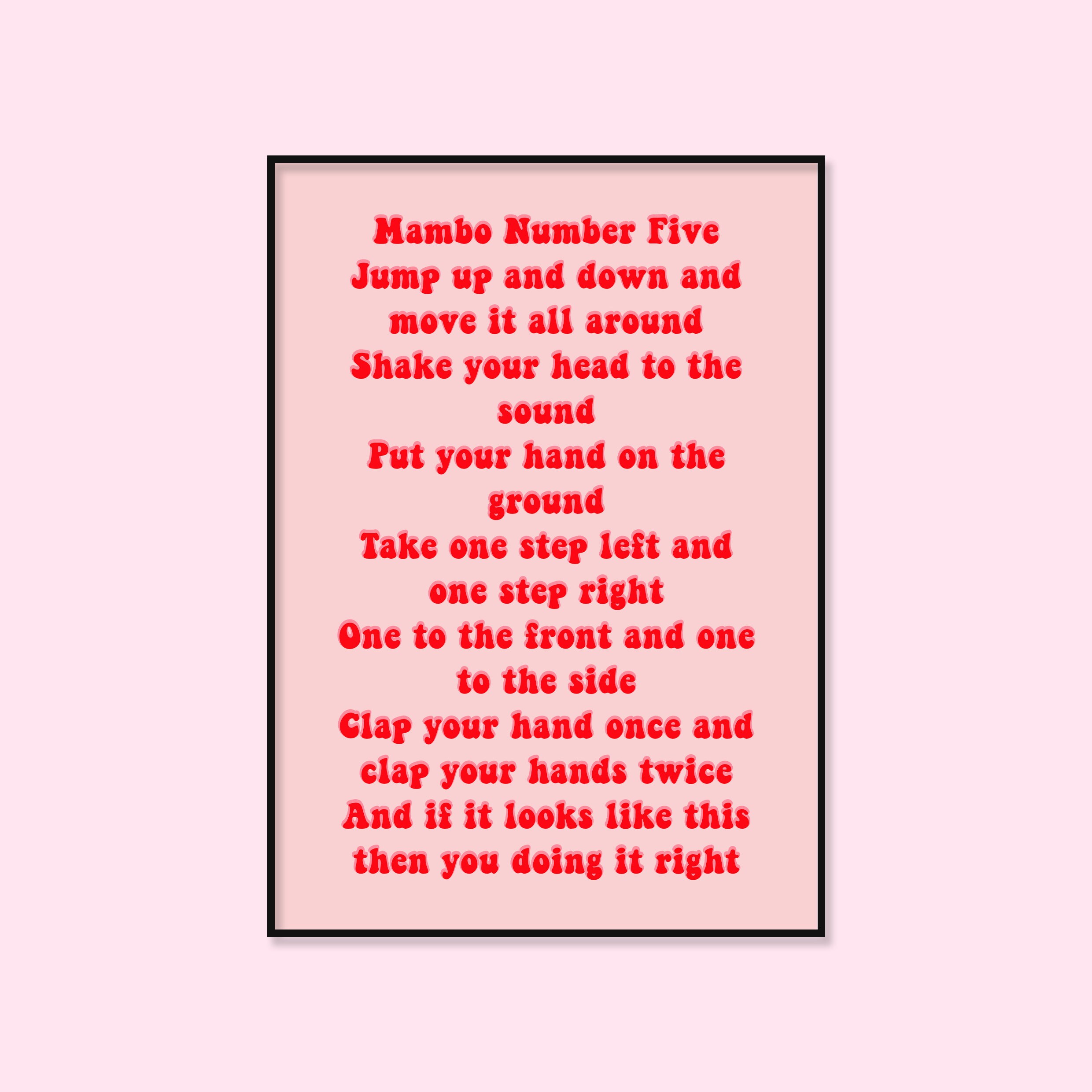 Mambo no. 5 Lyrics art print funny prints wall Decor Etsy