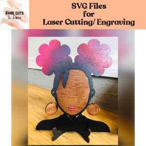 Afro Puff örhänge Display-fil, stativ, svart kvinna SVG - DIREKT digital nedladdning för laserskärare Loc Queen örhänge Display-fil endast