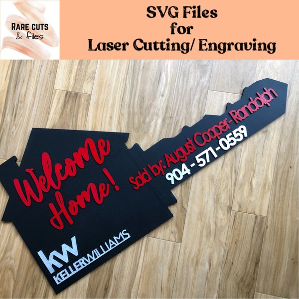 Welcome Home Realtor Key File, SVG - INSTANT Digital Download for Laser Cutters FILE only Realtor Key Real Estate New home house key