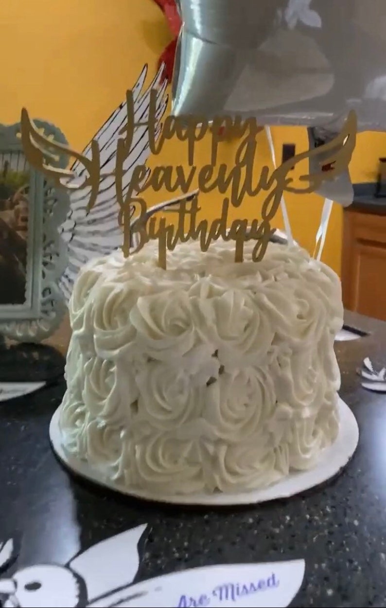 Happy heavenly birthday svg cake topper Cake topper svg file | Etsy