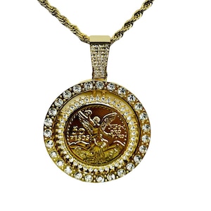 Spinning Centenario Pendant with 26&quot; Rope Necklace 24K Gold Filled Stones NEW