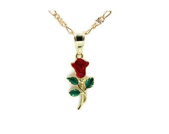 Rose Pendant Necklace 24K Gold Filled