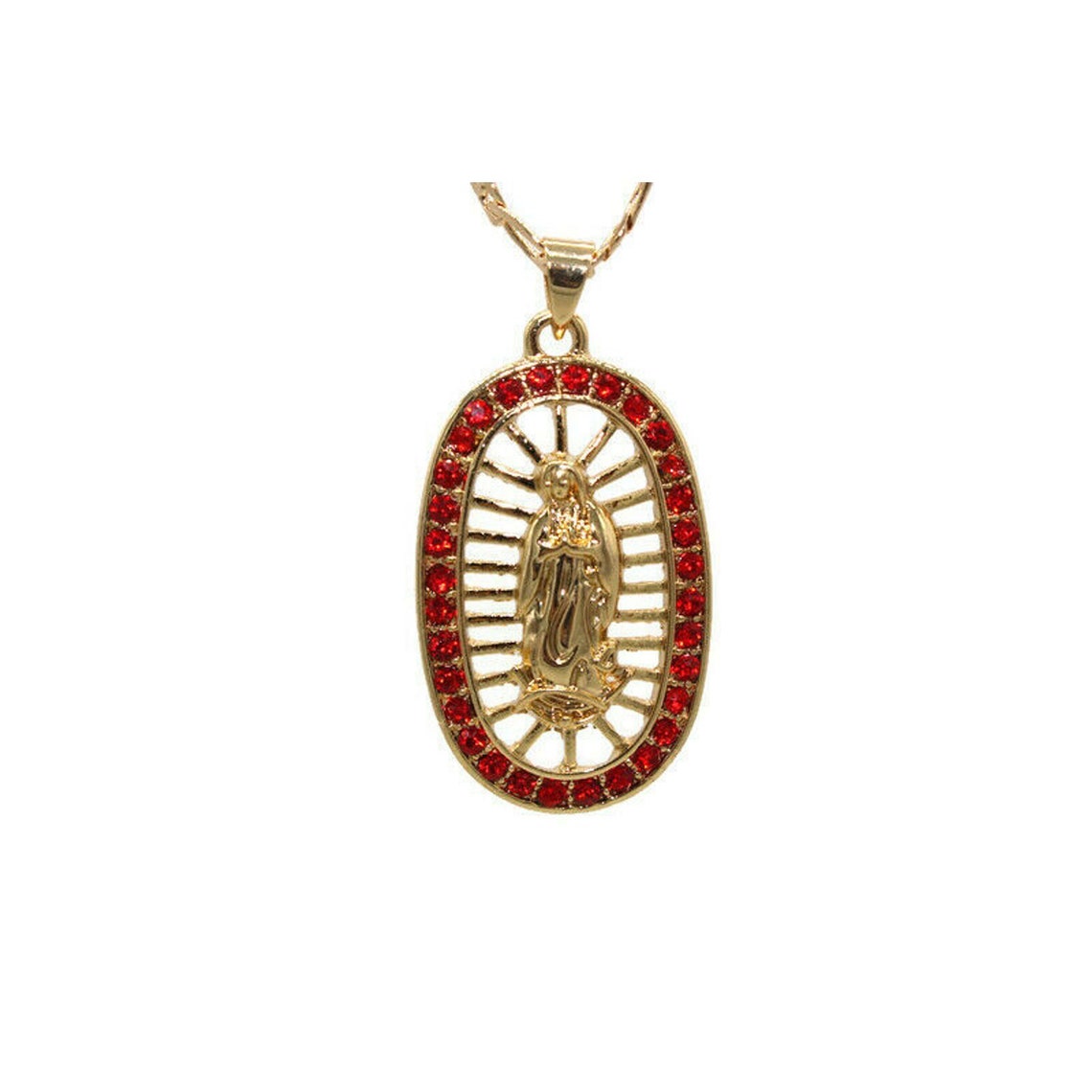 Our Lady of Guadalupe Pendant With Necklace 24K Gold Filled Etsy UK