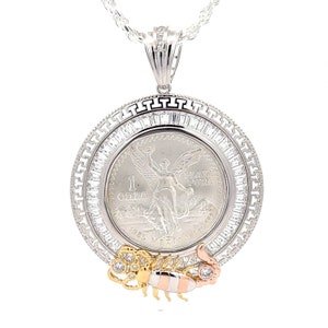 Centenario Pendant with Rope Chain Scorpion Sterling Silver .925