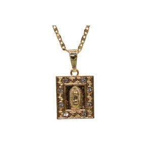 Our Lady of Guadalupe Pendant with Necklace 24K Gold Filled Charm Chain NEW