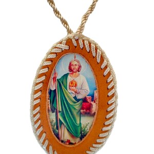 St Jude Leather Scapular Necklace Knotted Rope Saint NEW