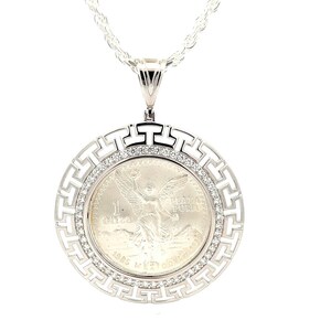 Centenario Pendant with Rope Chain Sterling Silver .925 NEW