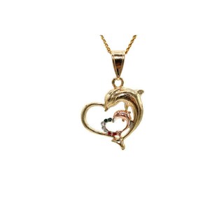 Heart Dolphin Pendant with Necklace 24kGold Filled NEW Chain Dolphins