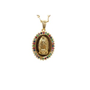 Our Lady of Guadalupe Pendant with Necklace NEW 24K Gold Filled Virgen Mary