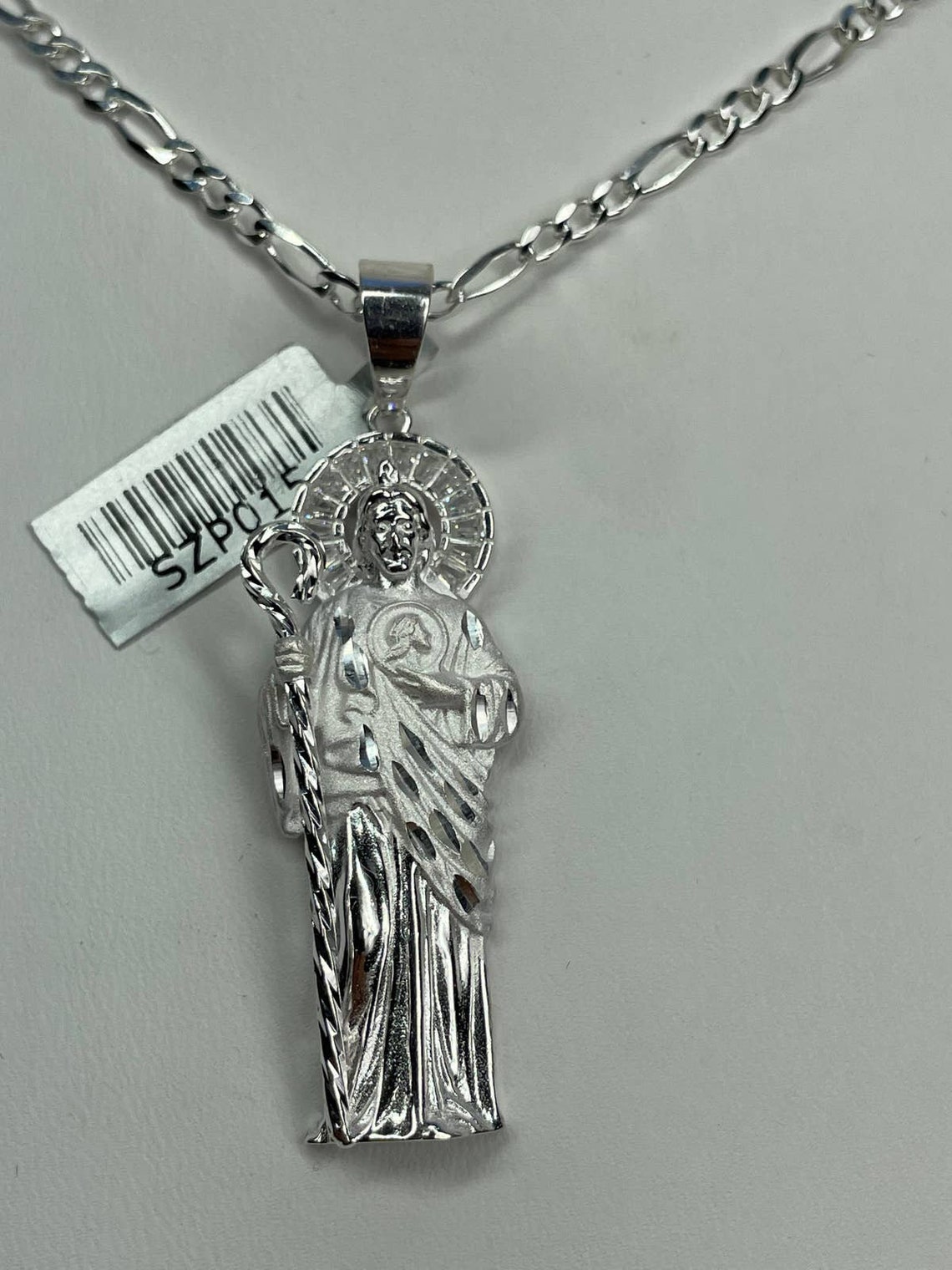 St Jude Pendant With Figaro Necklace 925 Sterling Silver Saint Tadeo ...