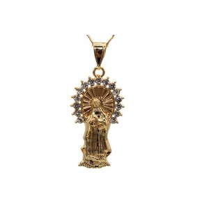 Our Lady of Guadalupe Pendant with Necklace NEW 24k Gold Filled Virgin Mary
