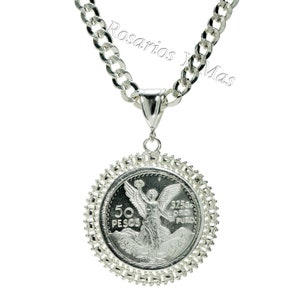 50 Pesos Mexican Eagle Centenario 24K White Gold Filled (Pendant Only)