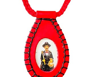 Pendentif Doré Avec Pierre Rouge - Bijou Occasion, Référence 150-11, Style Classique Et Voyant