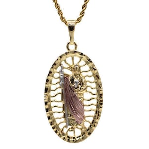 St Jude Pendant with Necklace Gold Filled Three Tone Saint Chain Charm NEW
