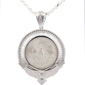 Centenario Pendant with Chain Rope Eagle Sterling Silver .925 NEW