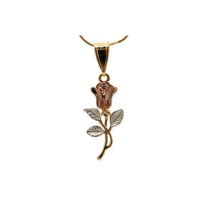 Pink Rose Pendant with Necklace 24kGold Filled NEW Roses Flower Chain