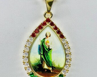 St Jude Necklace 24K Gold Filled Saint Pendant Rope Chain NEW