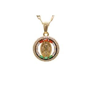 Virgen de Guadalupe Medalla con Cadena 24k Oro Chapeado Laminado NUEVO Dije Maria