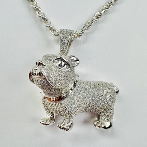 French Bulldog Dog Pendant with Necklace .925 Sterling Silver NEW