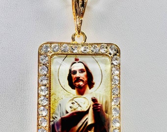 St Jude Pendant with Rope Necklace 24K Gold Filled Saint Tadeo Chain NEW