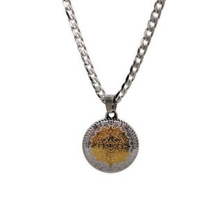 Aztec Calendar Pendant with Necklace Stainless Steel Chain NEW